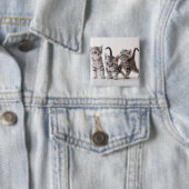 Drie Amerikaanse Shorthair Speling Vierkante Button 5,1 Cm (In situ)