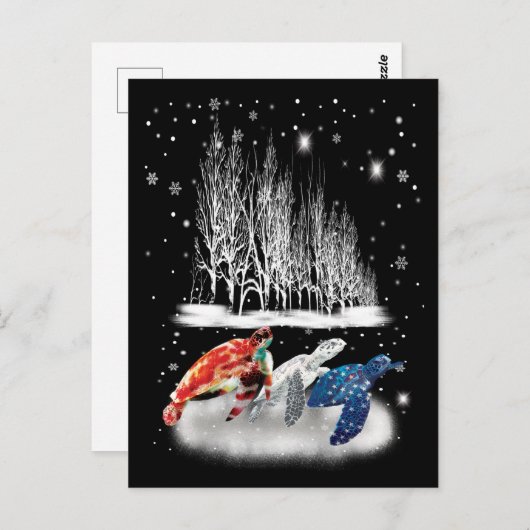 Drie Amerikaanse T-Shirt Snowflake kerst met schil Briefkaart (Voorkant / Achterkant)