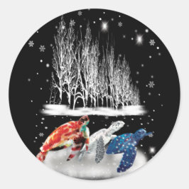 Drie Amerikaanse T-Shirt Snowflake kerst met schil Ronde Sticker