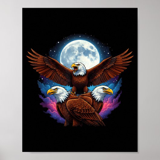 Drie Amerikaanse zeearend-maan-meme grappige vogel Poster (Voorkant)