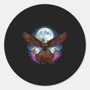 Drie Amerikaanse zeearend maan meme grappige vogel Ronde Sticker