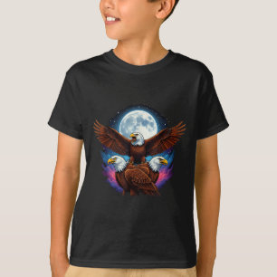 Drie Amerikaanse zeearend maan meme grappige vogel T-shirt