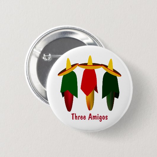 Drie amigos Hot Peppers Ronde Button 5,7 Cm (Voorkant /achterkant)