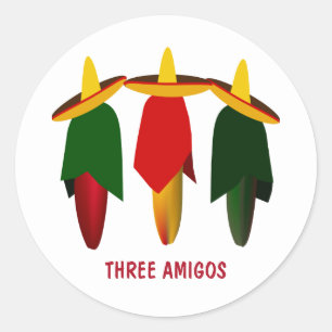 Drie amigos Hot Peppers Ronde Sticker