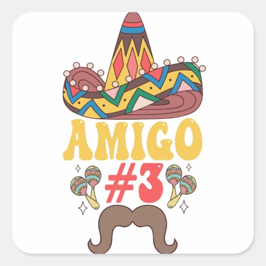 Drie Amigos Mexicaans Grappig Overeenkomen Cinco D Vierkante Sticker (Voorkant)