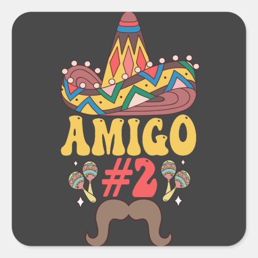 Drie amigo's Mexicaanse grappige bijpassende Cinco Vierkante Sticker (Voorkant)