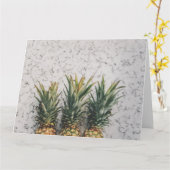 Drie ananas op Marble BIG Wenskaart Kaart (Gele Bloem)