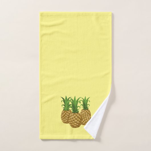 Drie Ananas Tropisch Gele Keukenhanddoek Handdoek (Handdoek)