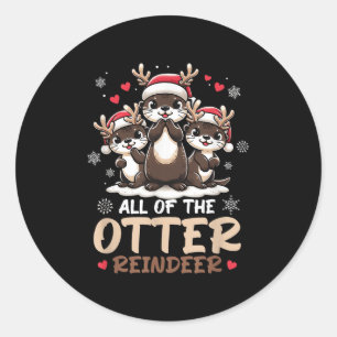Drie andere rendieren Santa Hat Deer Merry Christm Ronde Sticker
