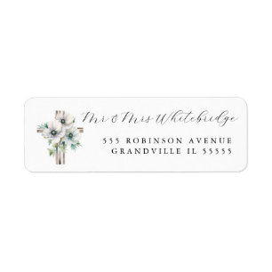 Drie Anemone en Cross religieus Christelijk ontwer Etiket