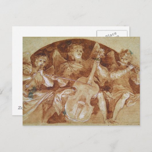 Drie Angel Musicians Briefkaart (Voorkant / Achterkant)