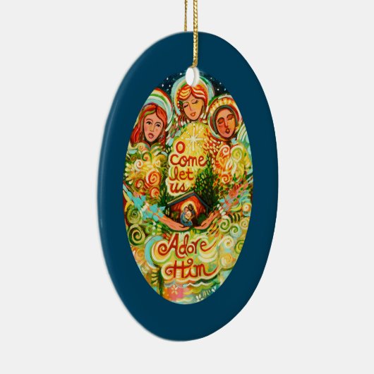 Drie Angels, Adore Him kerstversiering Keramisch Ornament (Rechts)