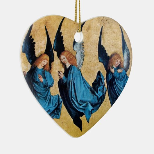 DRIE ANGELS Blue Sapphire Heart Keramisch Ornament (Rechts)