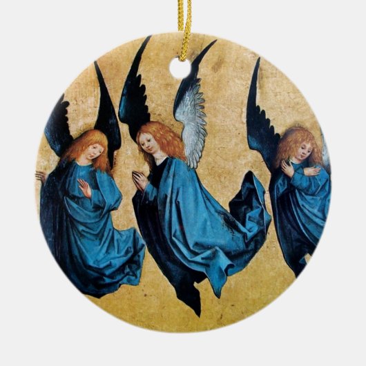 DRIE ANGELS Blue Sapphire Keramisch Ornament (Voorkant)