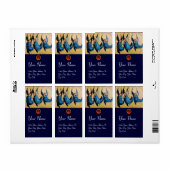 DRIE ANGELS IN BLAUW, Rood ruby Etiket (Full Sheet)