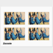 DRIE ANGELS IN BLAUWE Kerstmis Rechthoekige Sticker (Vel)