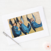 DRIE ANGELS IN BLAUWE Kerstmis Rechthoekige Sticker (Envelop)