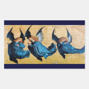 DRIE ANGELS IN BLAUWE Kerstmis Rechthoekige Sticker