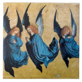 DRIE ANGELS IN BLAUWE Kerstmis Tegeltje (Voorkant)