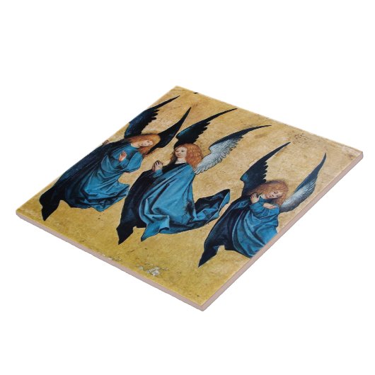 DRIE ANGELS IN BLAUWE Kerstmis Tegeltje (Zijkant)