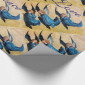 DRIE ANGELS IN BLUE CHRISTMAS JOY PEACE LOVE CADEAUPAPIER (Hoek)