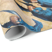 DRIE ANGELS IN BLUE CHRISTMAS JOY PEACE LOVE CADEAUPAPIER (Rol Hoek)