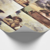 DRIE ANGELS IN BLUE CHRISTMAS JOY PEACE LOVE CADEAUPAPIER (Hoek)