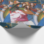 DRIE ANGELS IN BLUE CHRISTMAS JOY PEACE LOVE CADEAUPAPIER (Hoek)