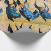 DRIE ANGELS IN BLUE CHRISTMAS JOY PEACE LOVE CADEAUPAPIER (Hoek)