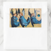 DRIE ANGELS IN BLUE / Joy Peace Love Rechthoekige Sticker (Tas)