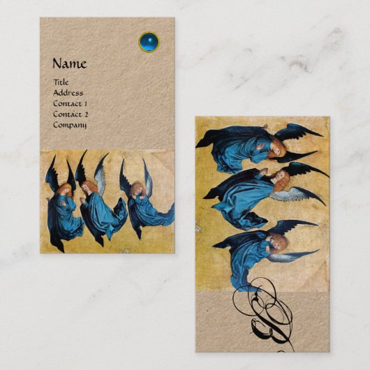 DRIE ANGELS MONOGRAM, Blue Sapphire Kraft Visitekaartje (Voorkant / Achterkant)