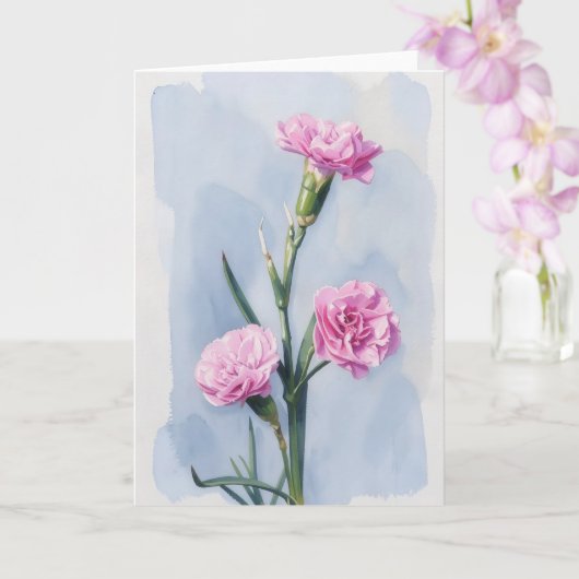 Drie Anjers Bloemschikking Kunst Notitiekaart (Orchidee)