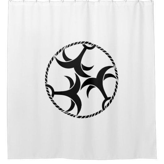 Drie ankers met touw douchegordijn (Voorkant)