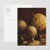 Drie antiek wereldbollen briefkaart (Voorkant / Achterkant)