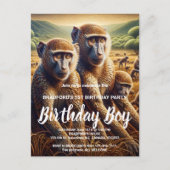 Drie apen die dartelen briefkaart (Voorkant)