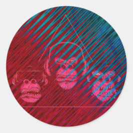 Drie apen Video Gaming Design Ronde Sticker