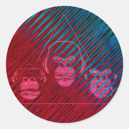 Drie apen Video Gaming Design Ronde Sticker (Voorkant)