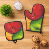 Drie appels ovenwant & pannenlap set (Top down)