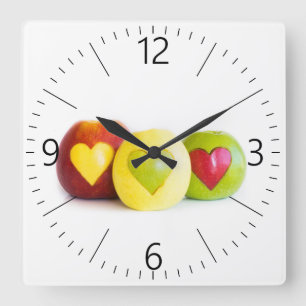 Drie appels vierkante klok