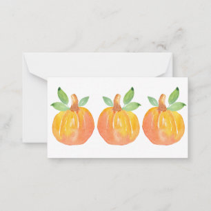 Drie aquarel pompoenen 2 notitiekaartje