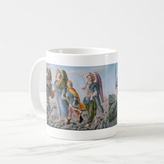 Drie Archangels en Tobias (M 017) Koffiemok (Voorkant links)