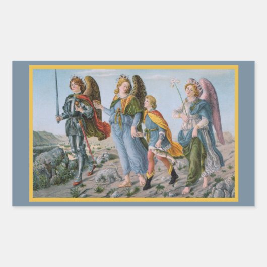 Drie Archangels en Tobias (M 017) Rechthoekige Sticker (Voorkant)