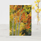 Drie Aspens in het najaar, Blank Wenskaart Kaart (Gele Bloem)