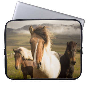 DRIE ASSORTED COLOR HORSES DIE VAN EEN MO LOPEN LAPTOP SLEEVE