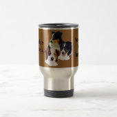 Drie Australische herders trekken zich af Reisbeker (Center)