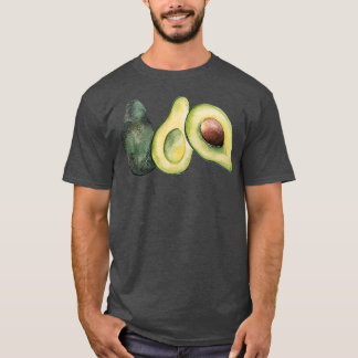 Drie avocado's in waterverf t-shirt