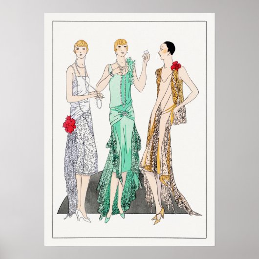 Drie avondjurken met racistische kant poster (Voorkant)