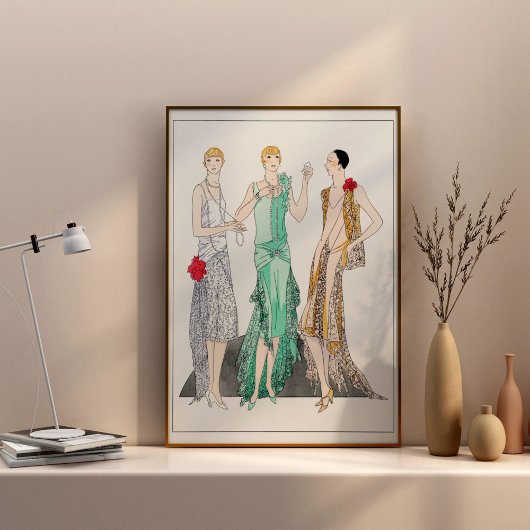 Drie avondjurken met racistische kant poster