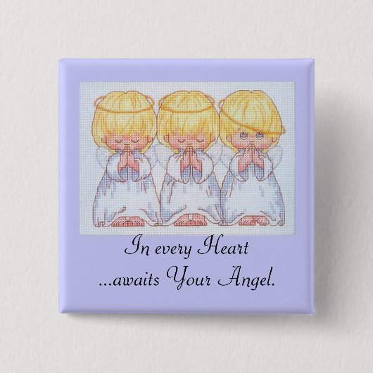Drie baby Angels Cross Stitch Button (Voorkant)