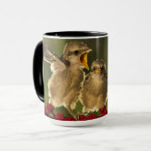 Drie Baby Lanius Schach Birds Mok (Voorkant links)